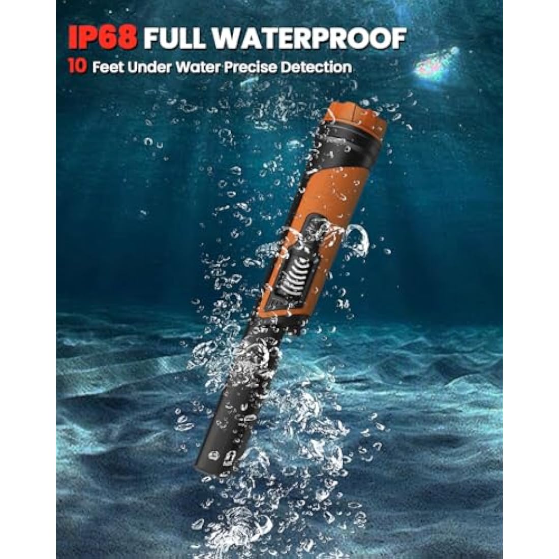 DR.ÖTEK Waterproof Metal Detector Pinpointer with LCD Screen – Orange