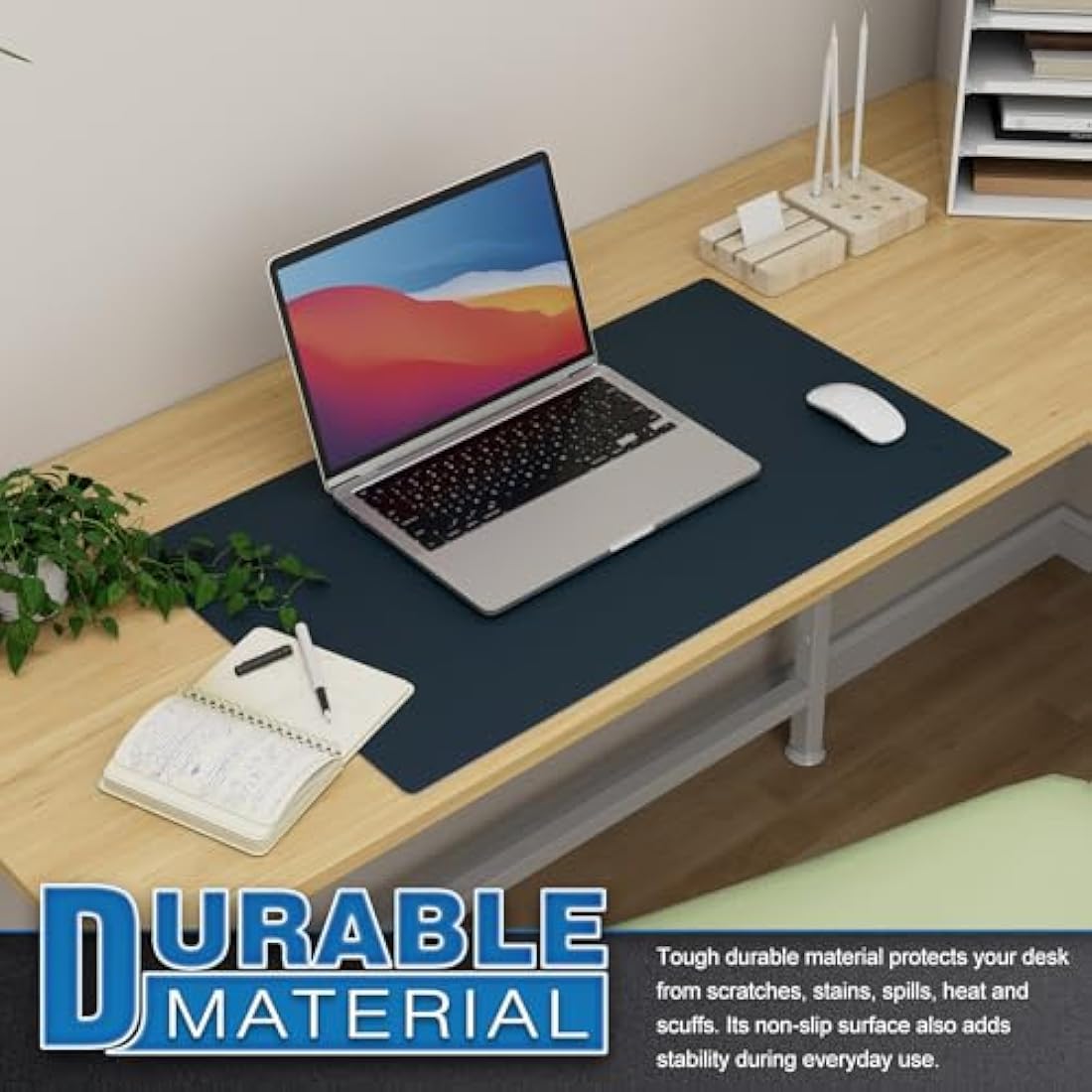K KNODEL Leather Desk Mat – Dual-Sided Waterproof Mouse Pad, Dark Blue