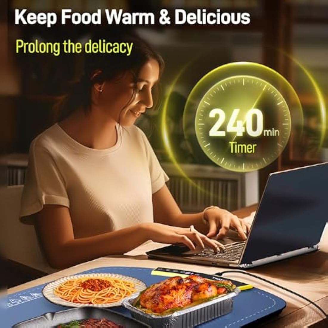 Coldfill Electric Warming Tray | 8 Temp Settings Foldable Food Warmer