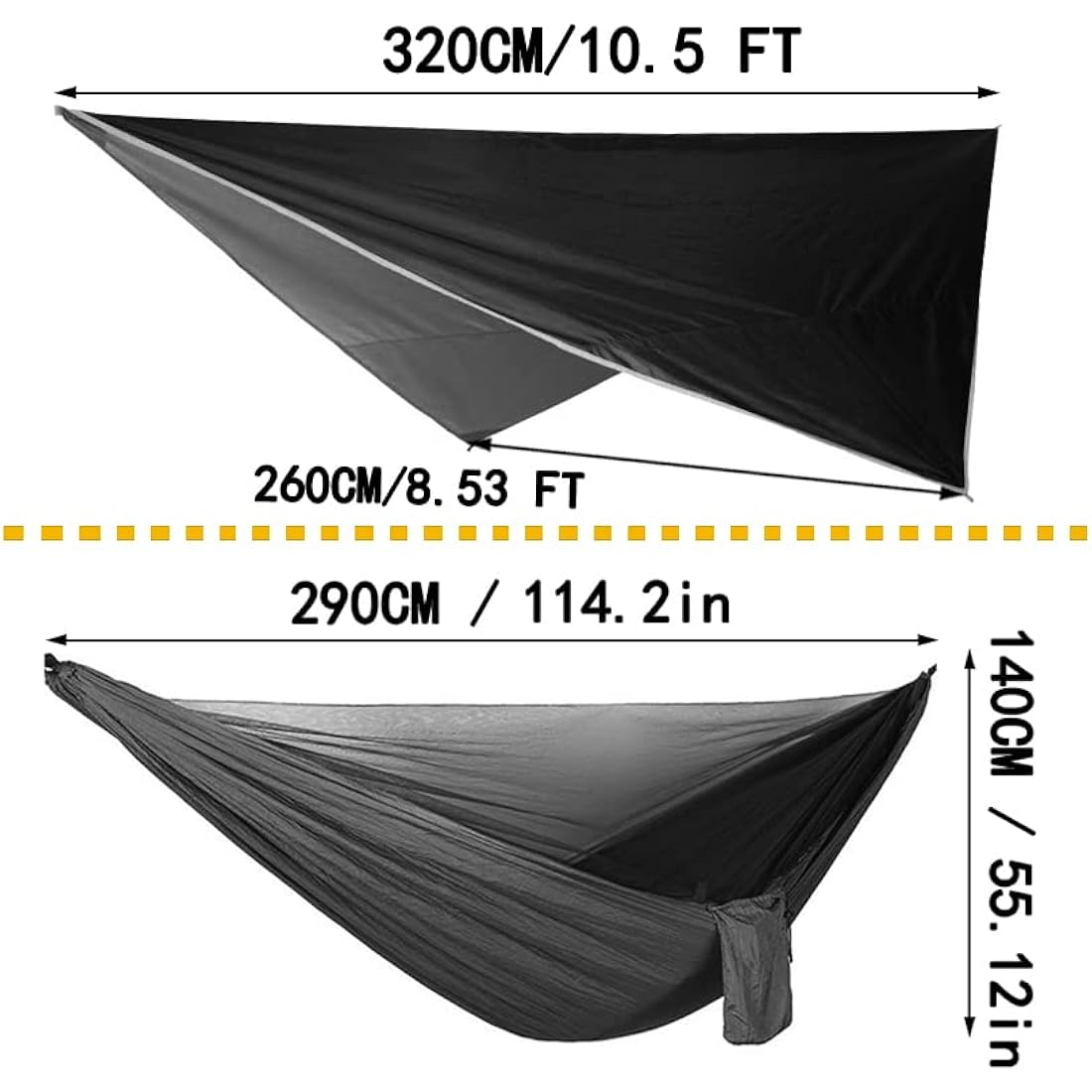 Camping Hammock Set with Mosquito Net and Rainfly