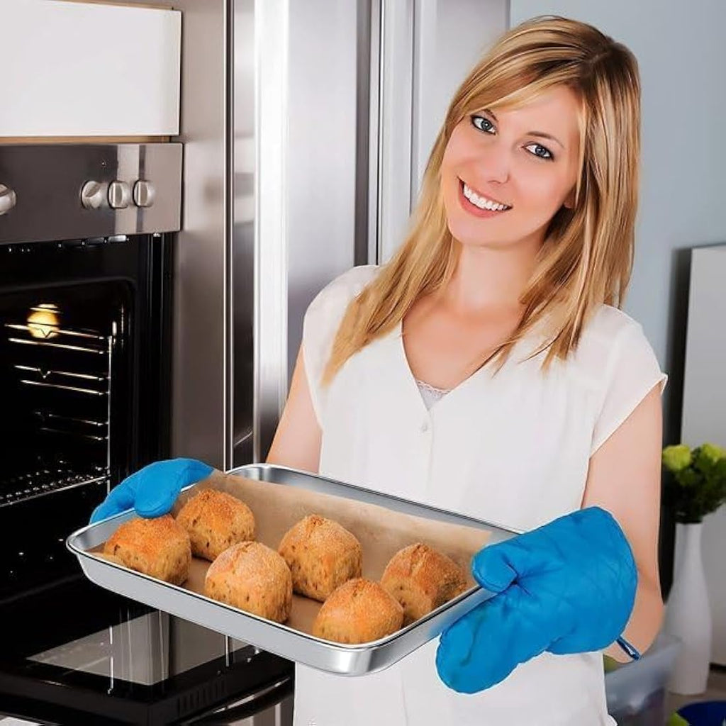 Jolof Store Stainless Steel Baking Tray and Rack Set | 4-Piece Cookie Sheet