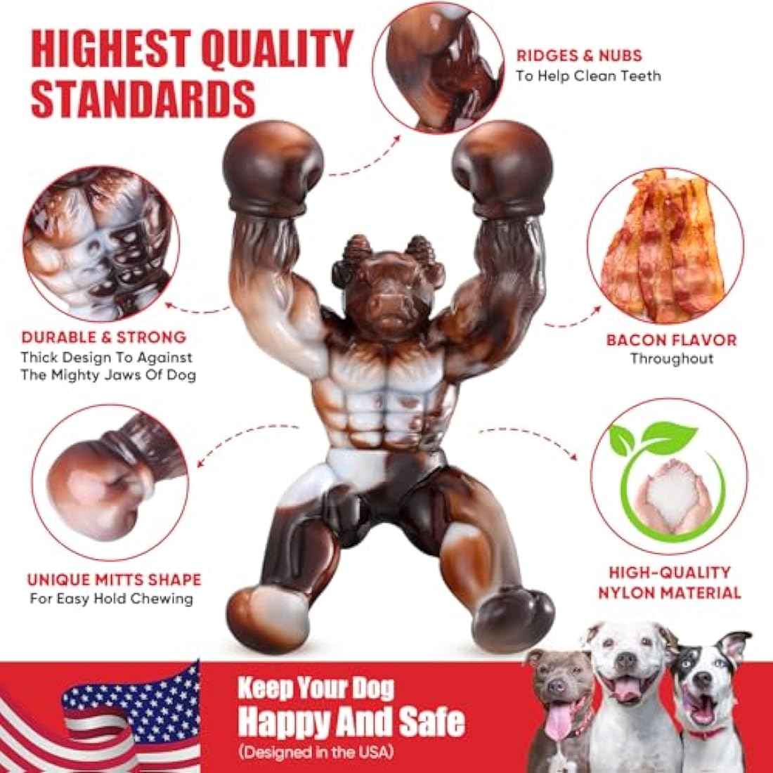 Durable Nylon Dog Bone Toy for Aggressive Chewers | Beef