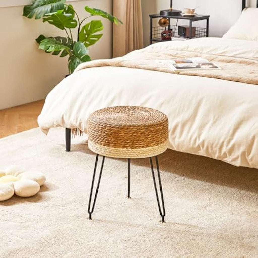 Jolof Store Natural Seagrass Footstool | Handwoven Vanity Makeup Stool