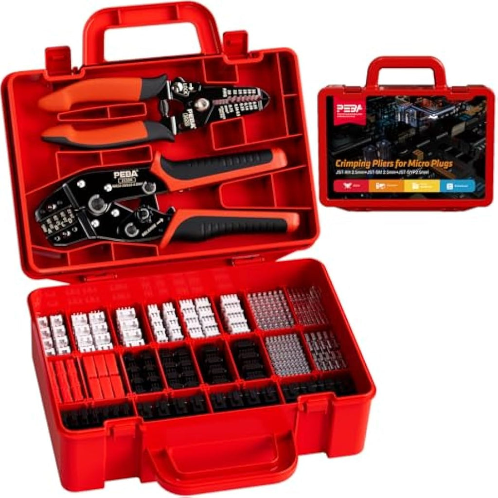 PEBA JST Crimping Tool Kit with 20 Connector Styles and Wire Stripper