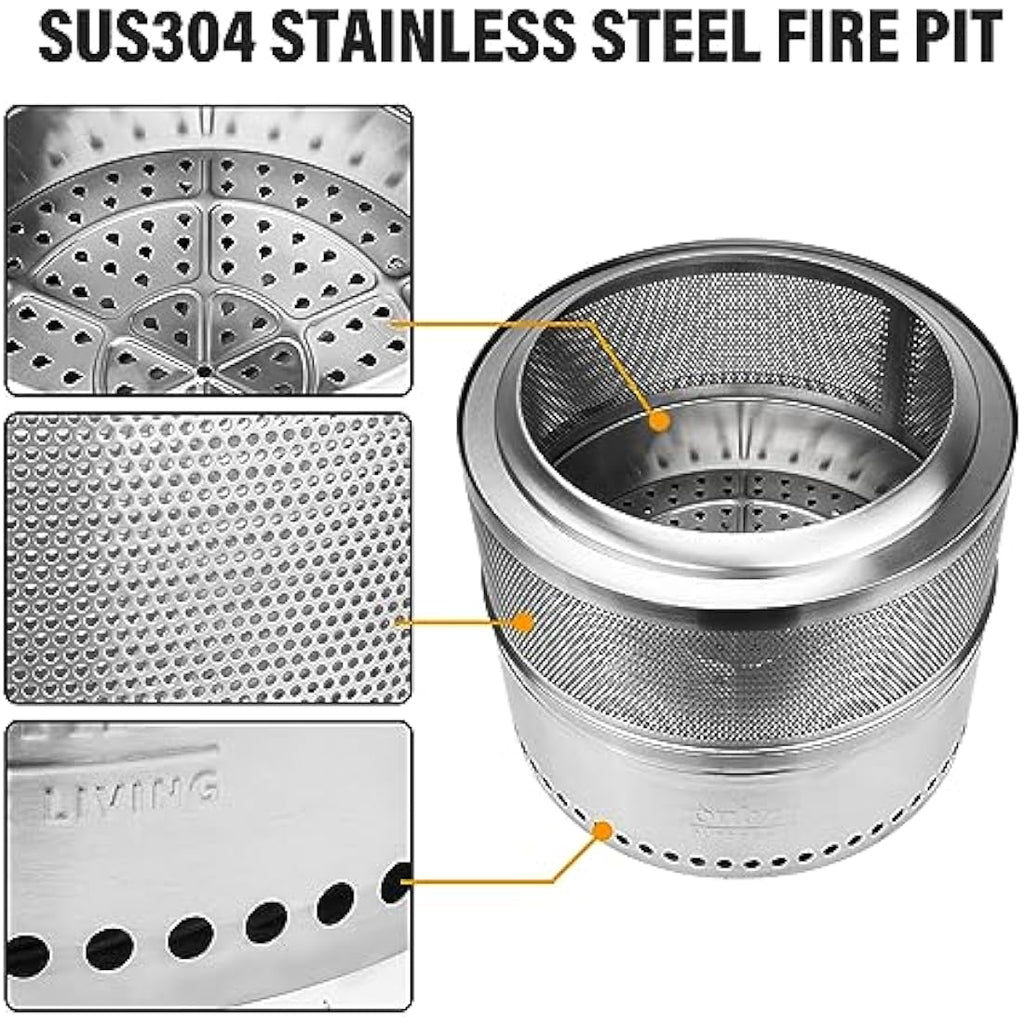 Onlyfire 50cm Smokeless Fire Pit | Stainless Steel Outdoor Bonfire Stove