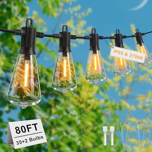 ZOTOYI 80FT Outdoor Festoon Lights | IP65 Waterproof 35 LED Garden String