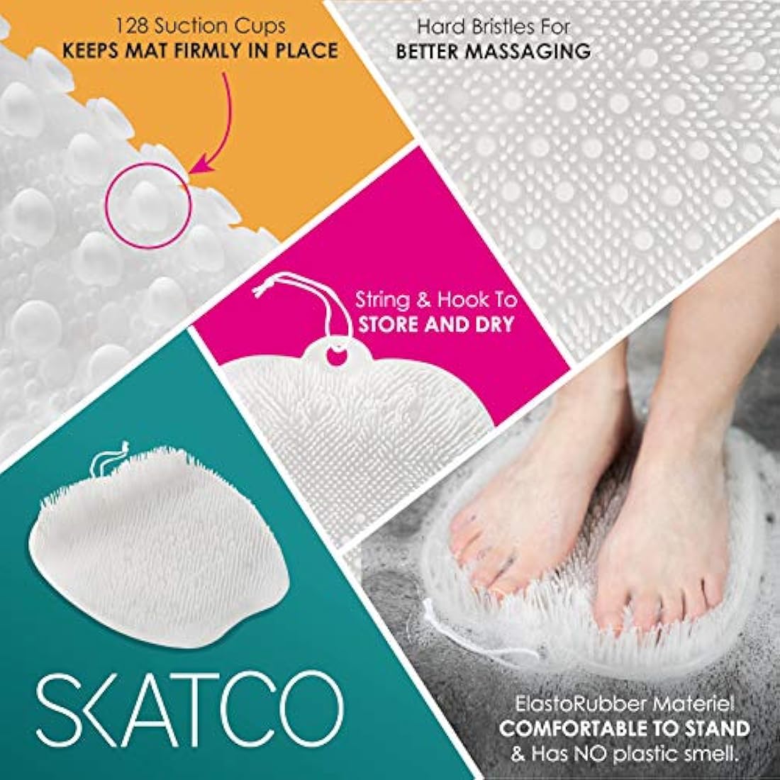 Skatco Foot Scrubber and Body Brush Set – Non-Slip Shower Mobility Aid