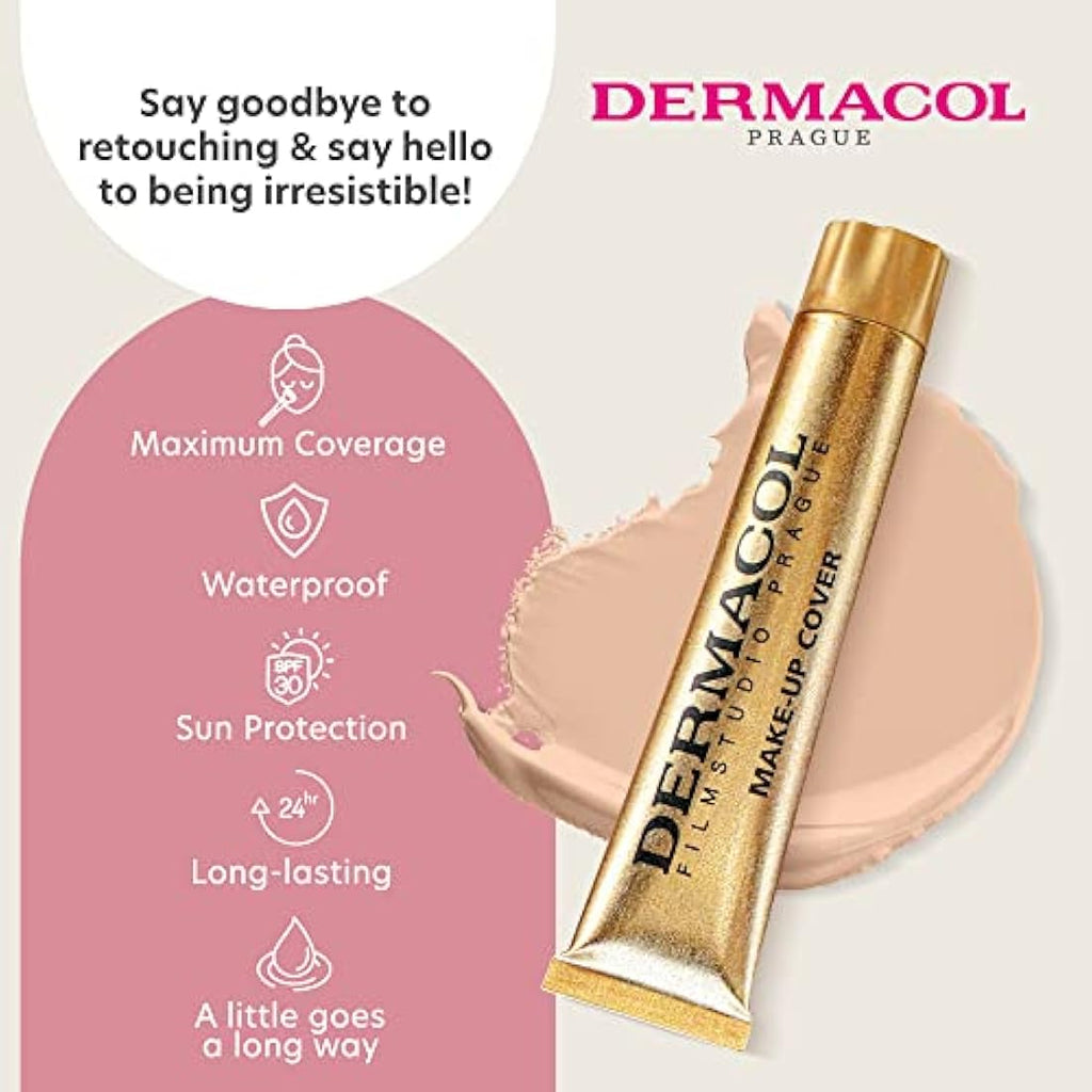 Dermacol Full Coverage Matte Foundation – Waterproof SPF 30, Shade 208