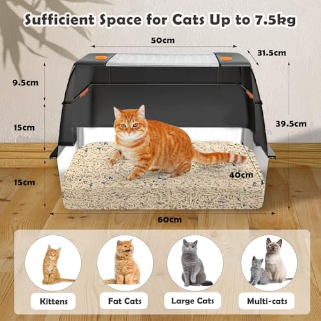 Vivifying Stainless Steel Cat Litter Box – Enclosed High-Sided Tray
