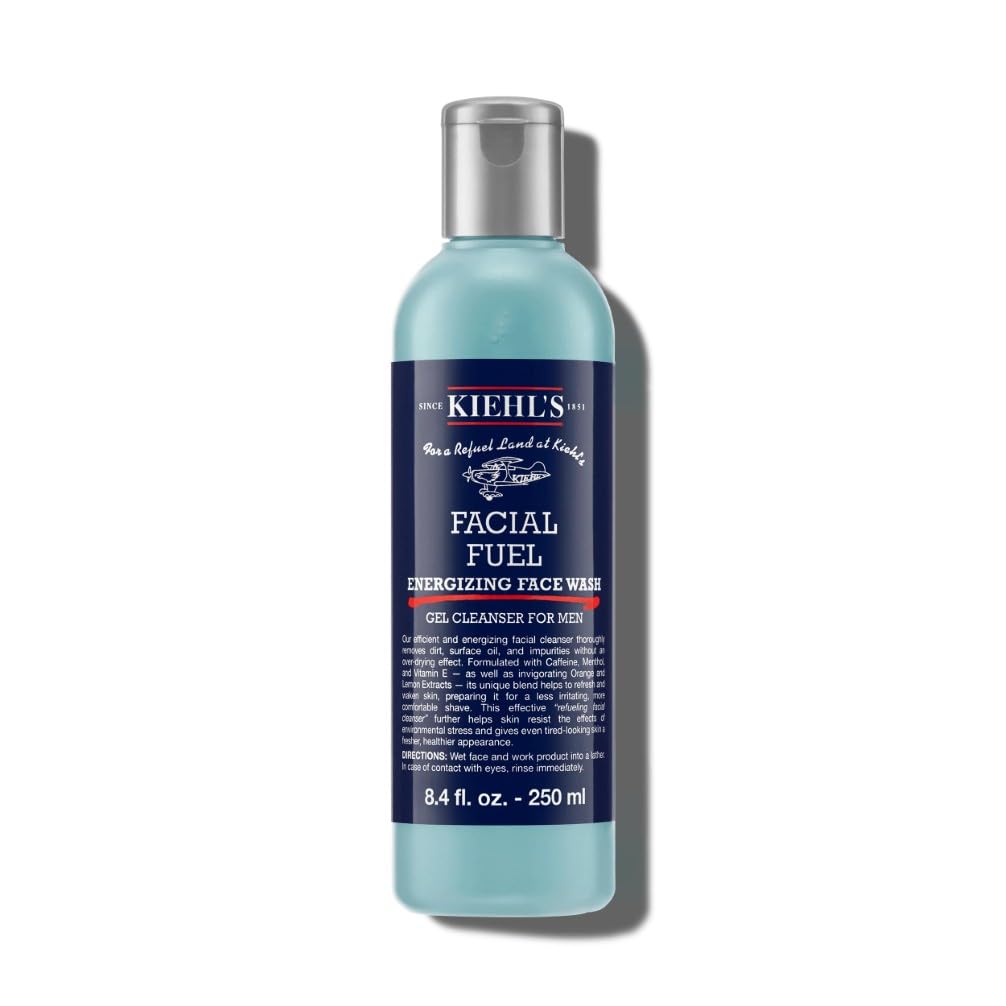 Kiehl's Facial Fuel Energizing Face Wash – Men's Gel Cleanser with Caffeine
