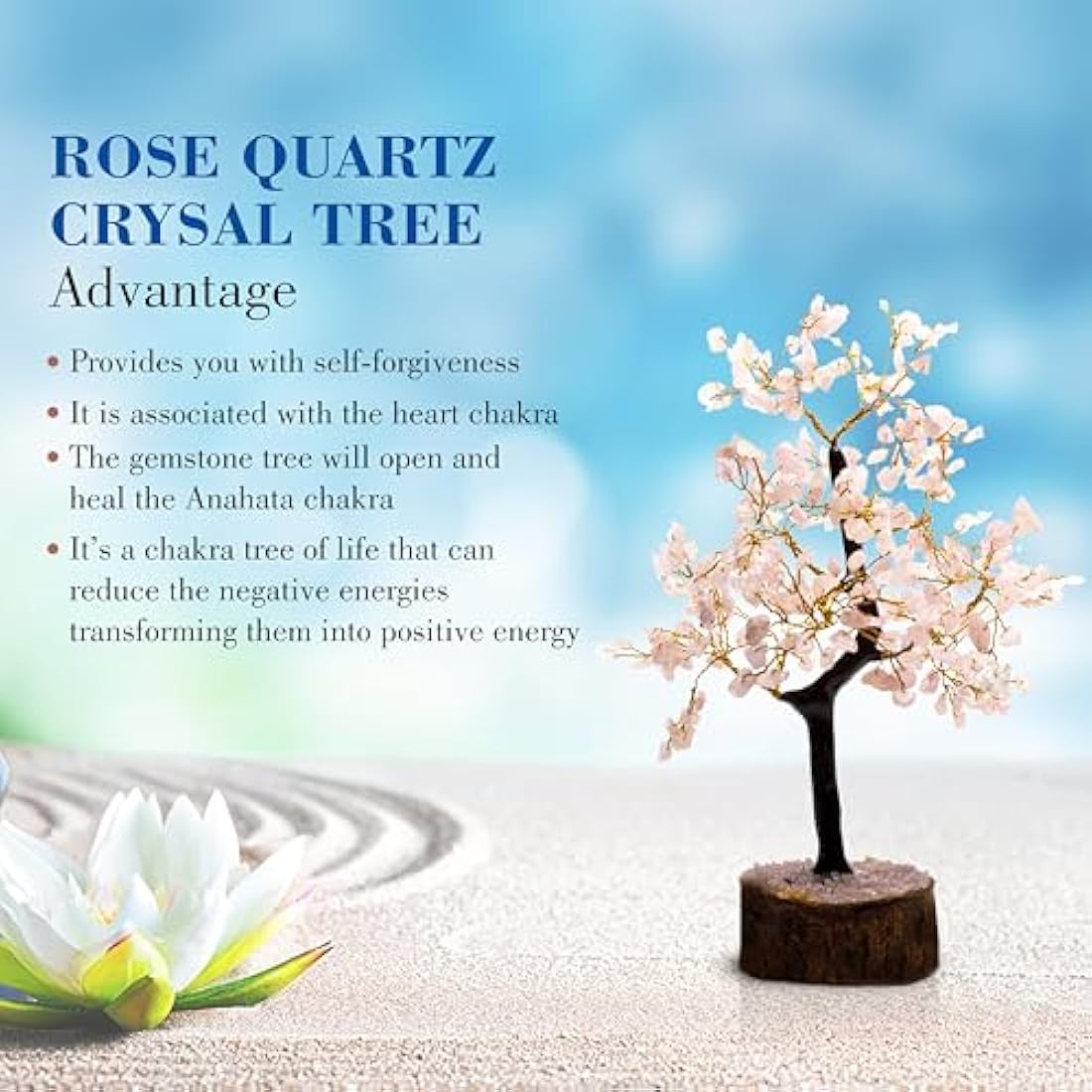 Wonder Care Rose Quartz Crystal Tree – 300 Beads Feng Shui Healing Decor