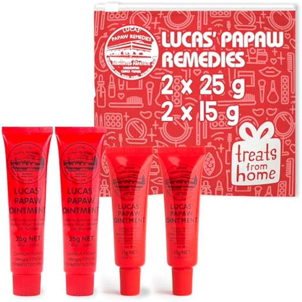 Lucas Pawpaw Ointment - Natural Australian Lip & Skin Balm (2x15g + 2x25g)