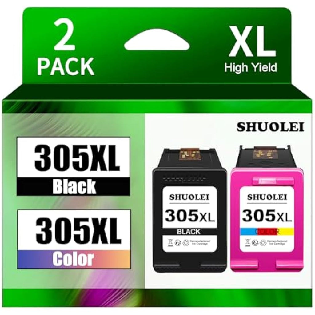 305XL Remanufactured Ink Cartridges for HP DeskJet & Envy | 2-Pack