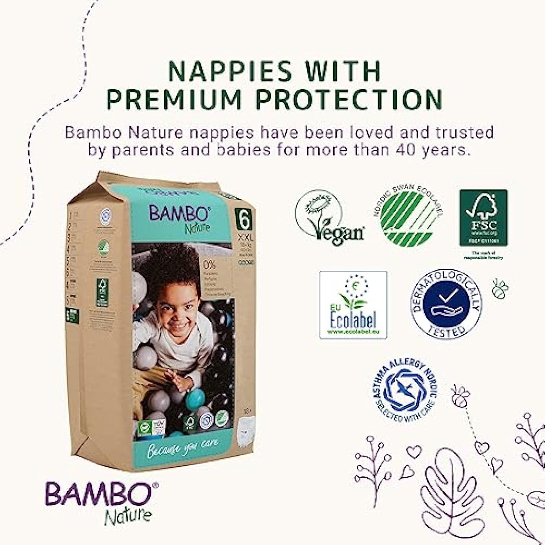 Bambo Nature Premium Eco Nappies | Size 6 (16kg+) | 20 Pack