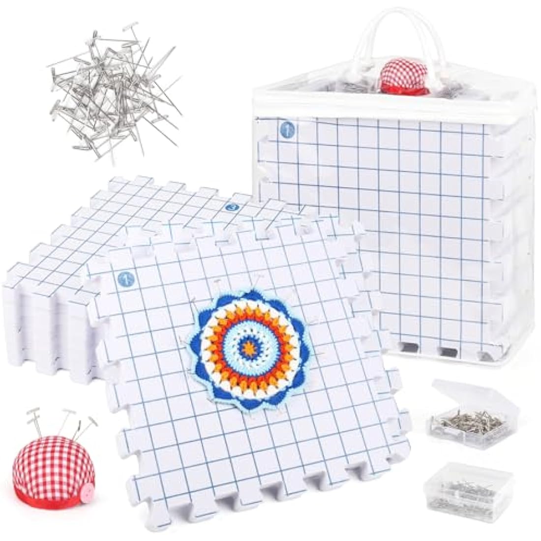 Aeelike Blocking Mats for Knitting & Crochet - 9 Pack Foam Board with Grid