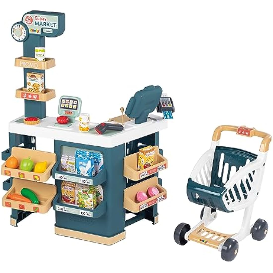 Smoby Kids Supermarket Playset with Shopping Trolley and 42 Accessories