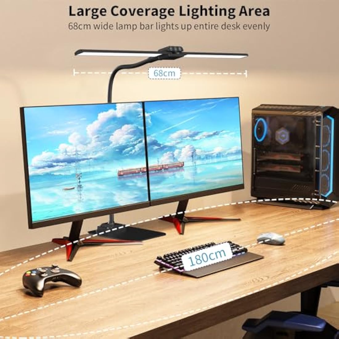 KableRika Double Head LED Desk Lamp | Dimmable Eye-Caring Task Light