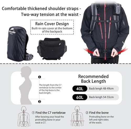 Naturehike 60L Internal Frame Hiking Backpack | Waterproof Camping Bag