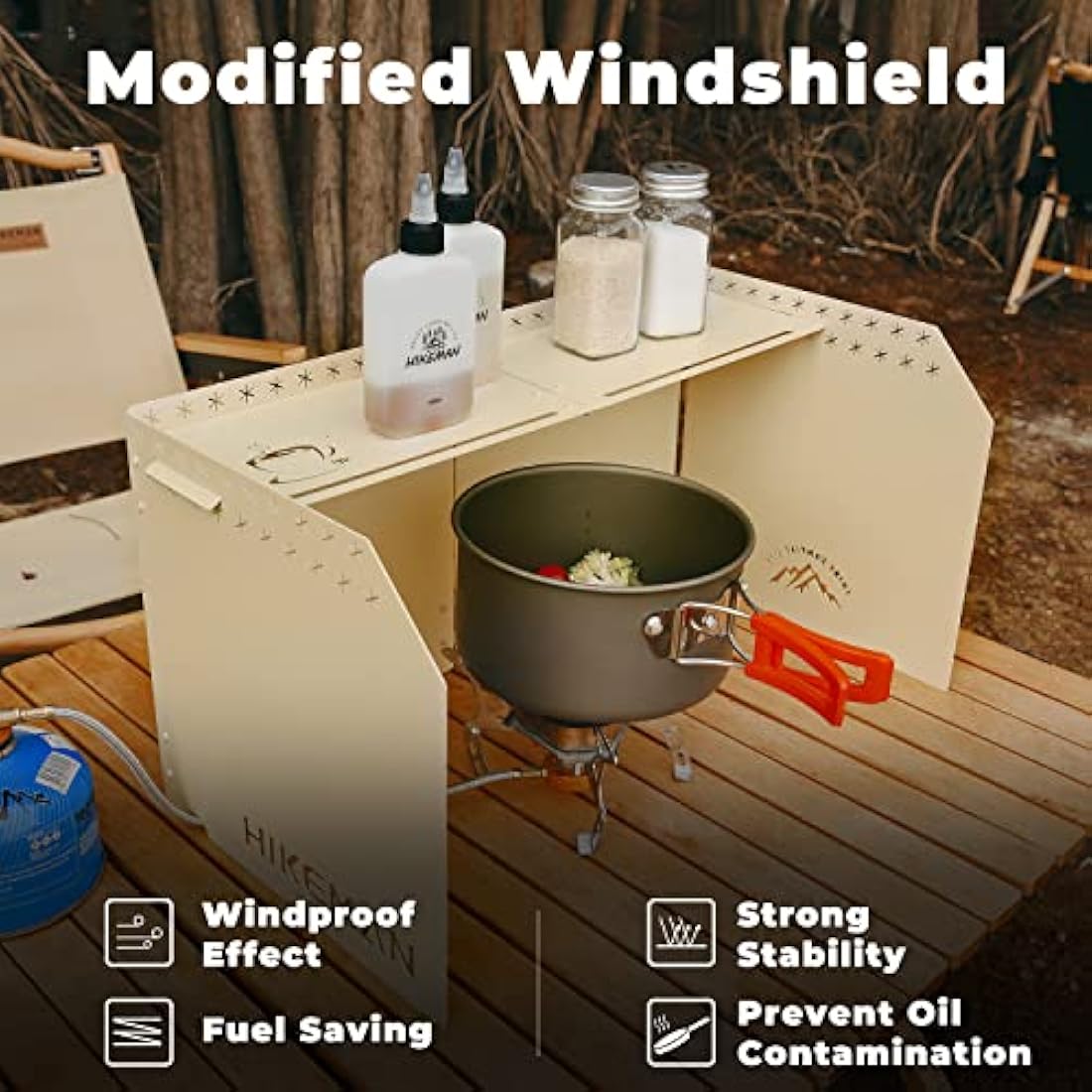 HIKEAMN Folding Camping Stove Windshield – Anodized Aluminum Windscreen