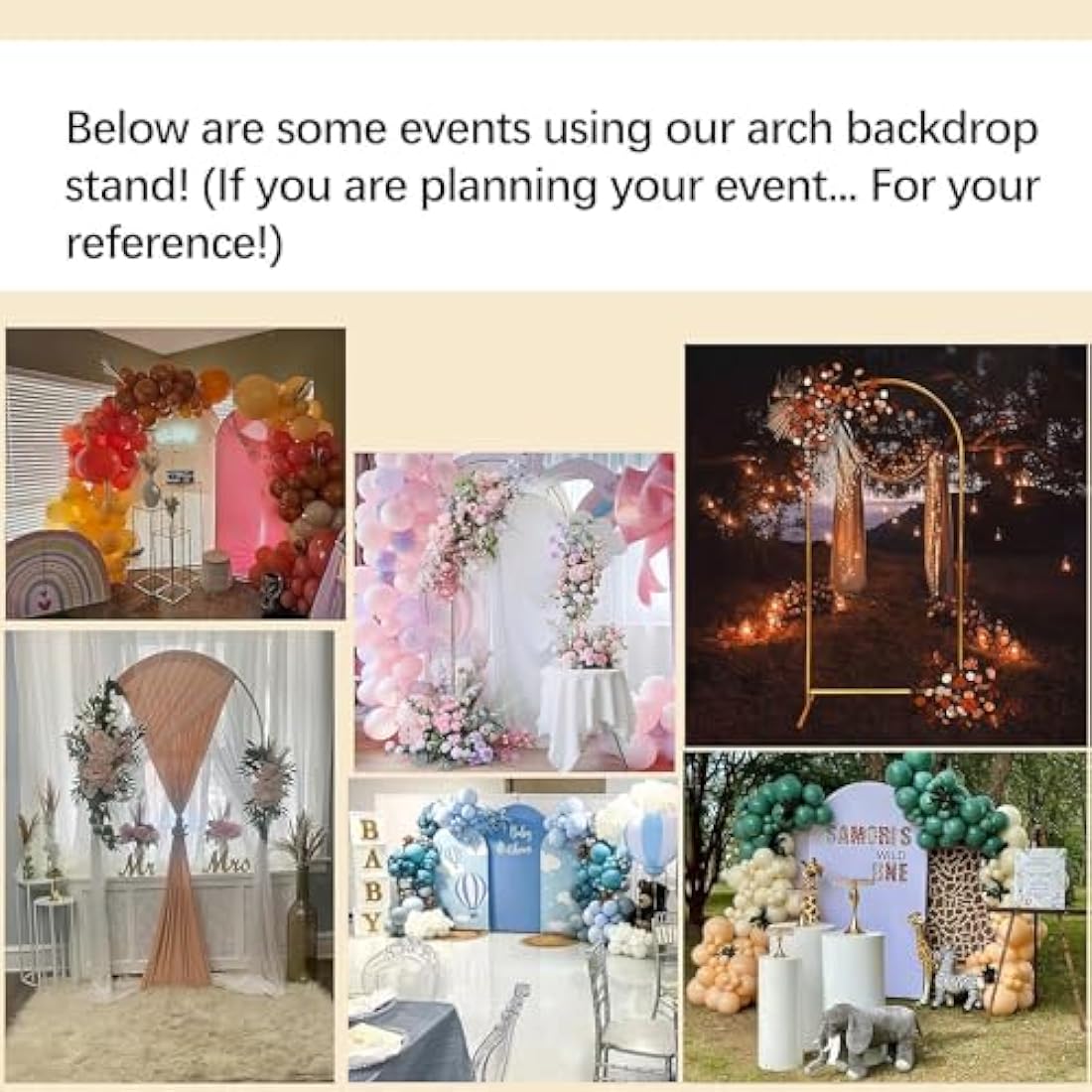 VINCIGANT 2M Gold Metal Wedding Arch Backdrop Stand for Party Decor