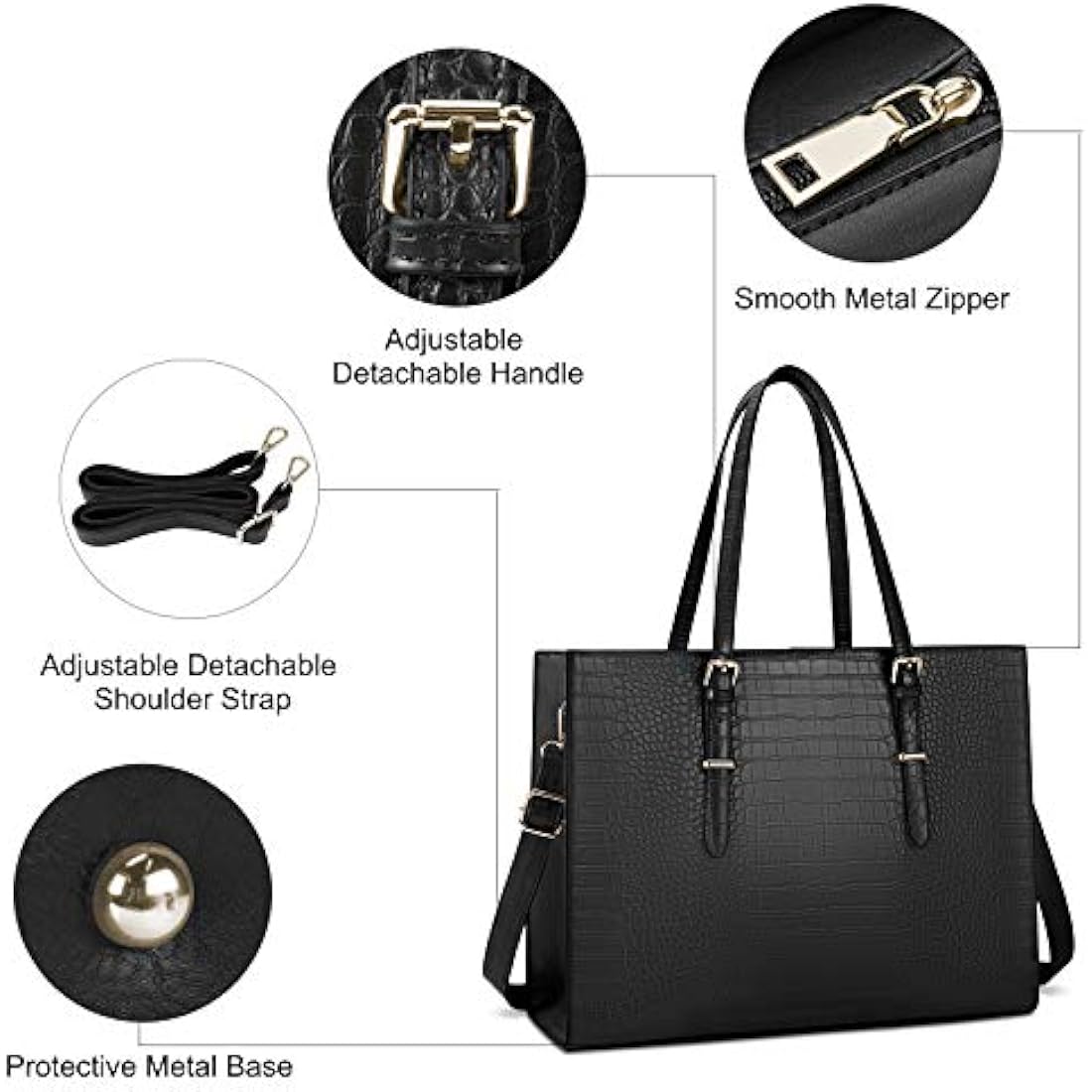 Lubardy 15.6 Inch Laptop Tote Bag for Women | Faux Leather Work Handbag