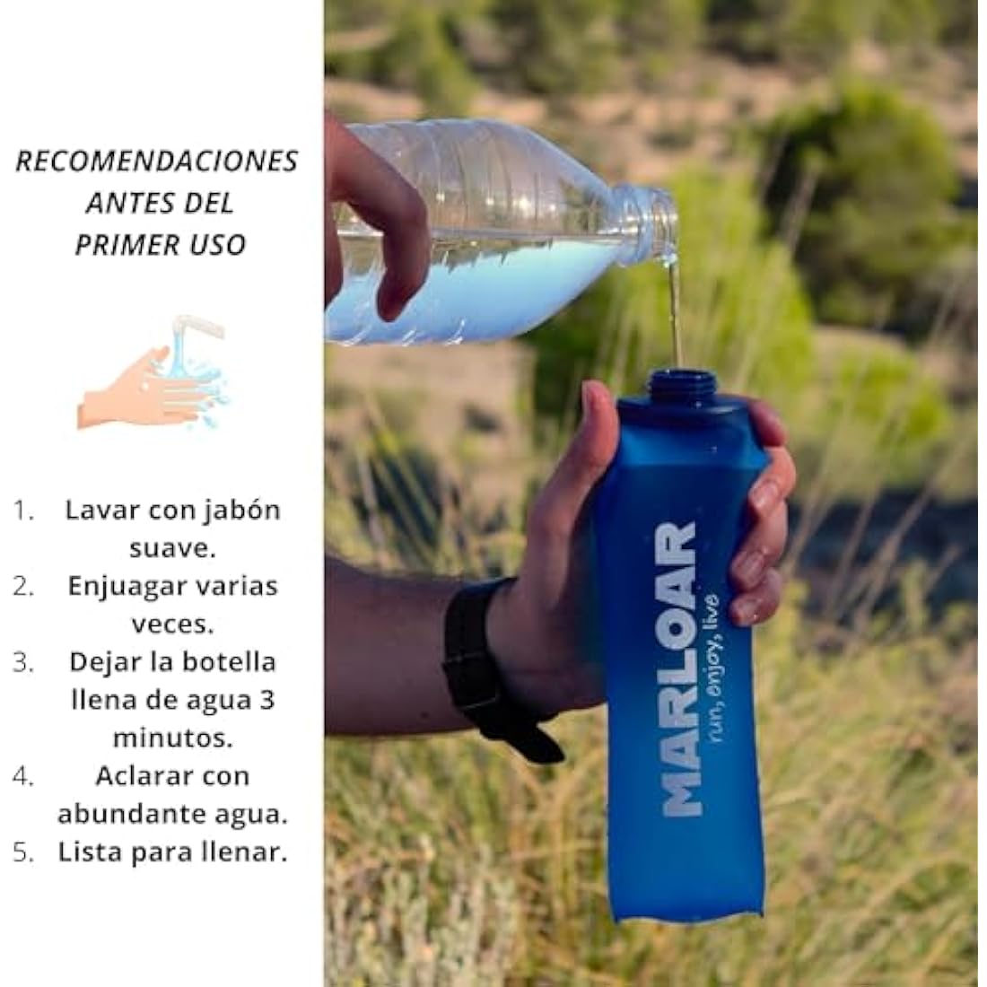 MARLOAR Soft Flask 500ml – Collapsible Running Water Bottle, 2 Pack