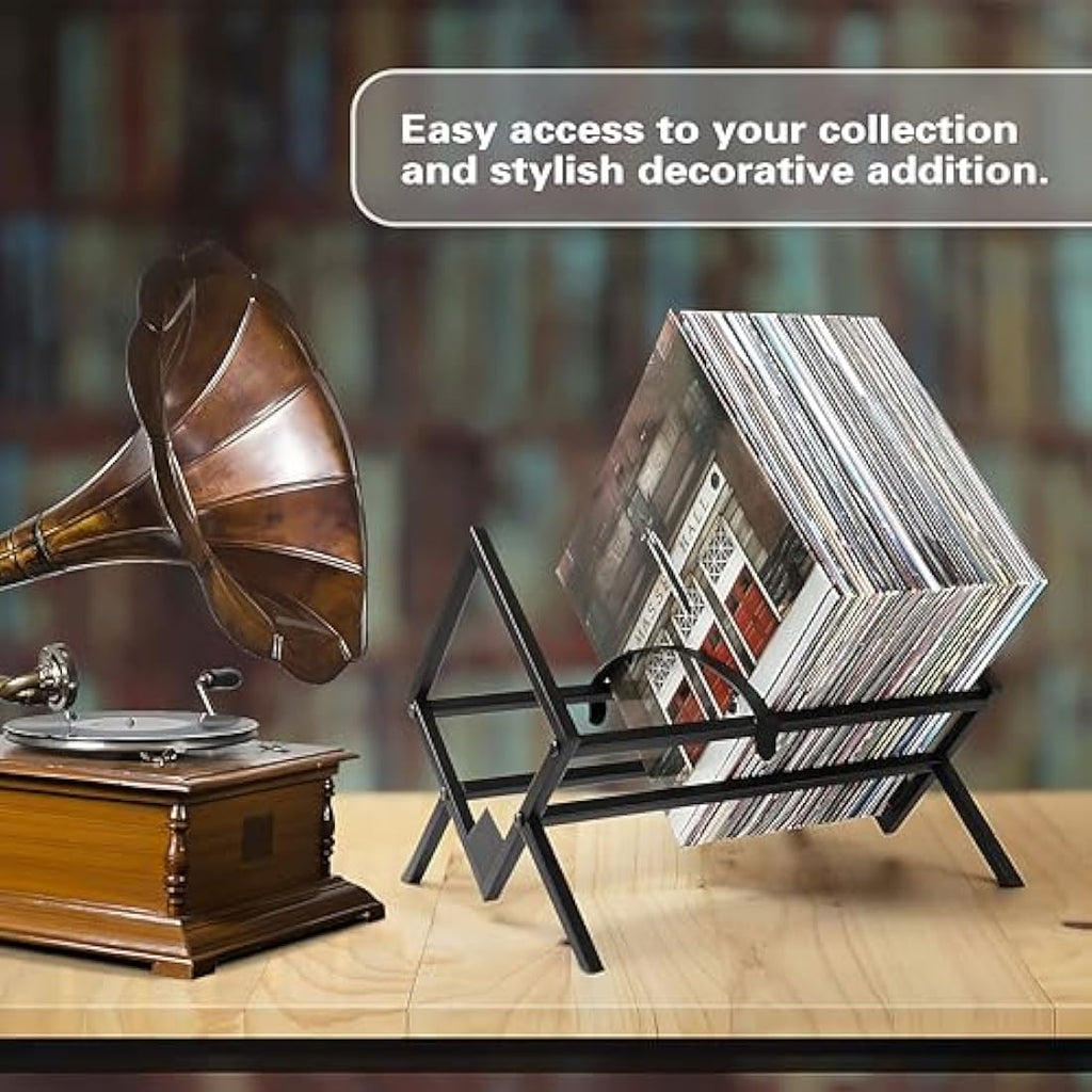 Jolof Store Vinyl Record Storage Holder – Metal 70 LP Album Display Stand