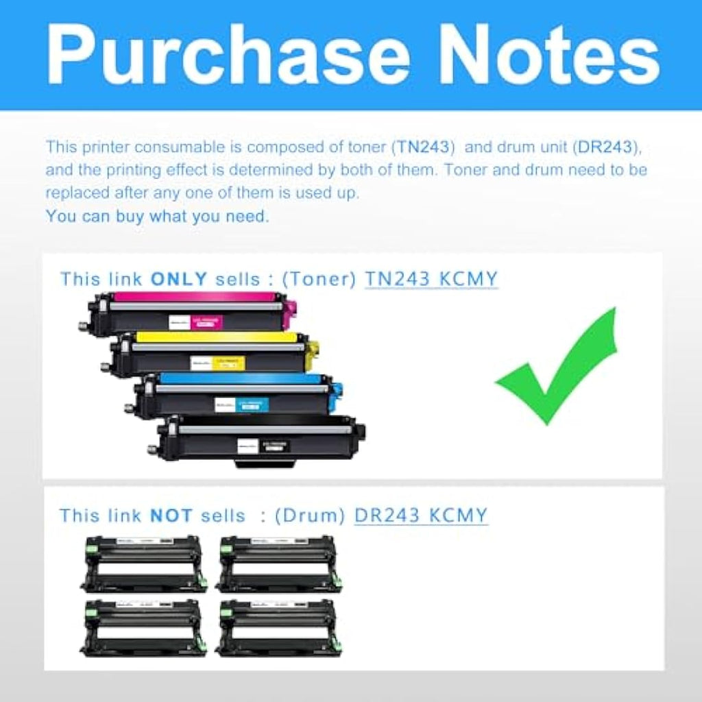 LCL TN243 Toner Cartridge 4-Pack for Brother HL-L3210CW MFC-L3750CDW