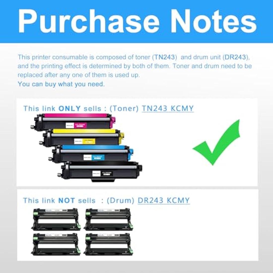 LCL TN243 Toner Cartridge 4-Pack for Brother HL-L3210CW MFC-L3750CDW