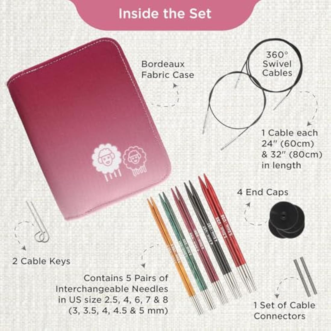 KnitPro Dreamz Starter Interchangeable Circular Needle Set | 5 Sizes