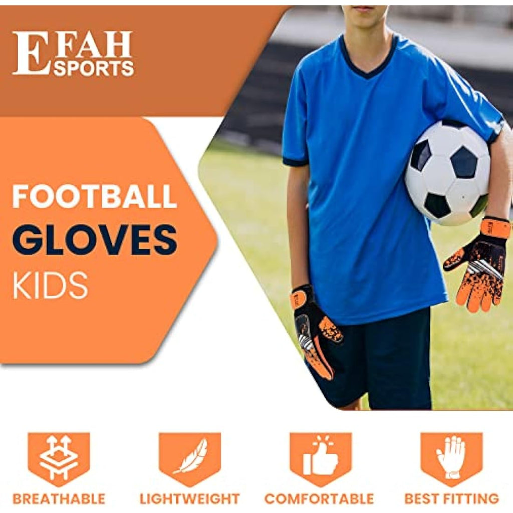 EFAH SPORTS Kids Soccer Goalkeeper Gloves – Youth Goalie Super Grip