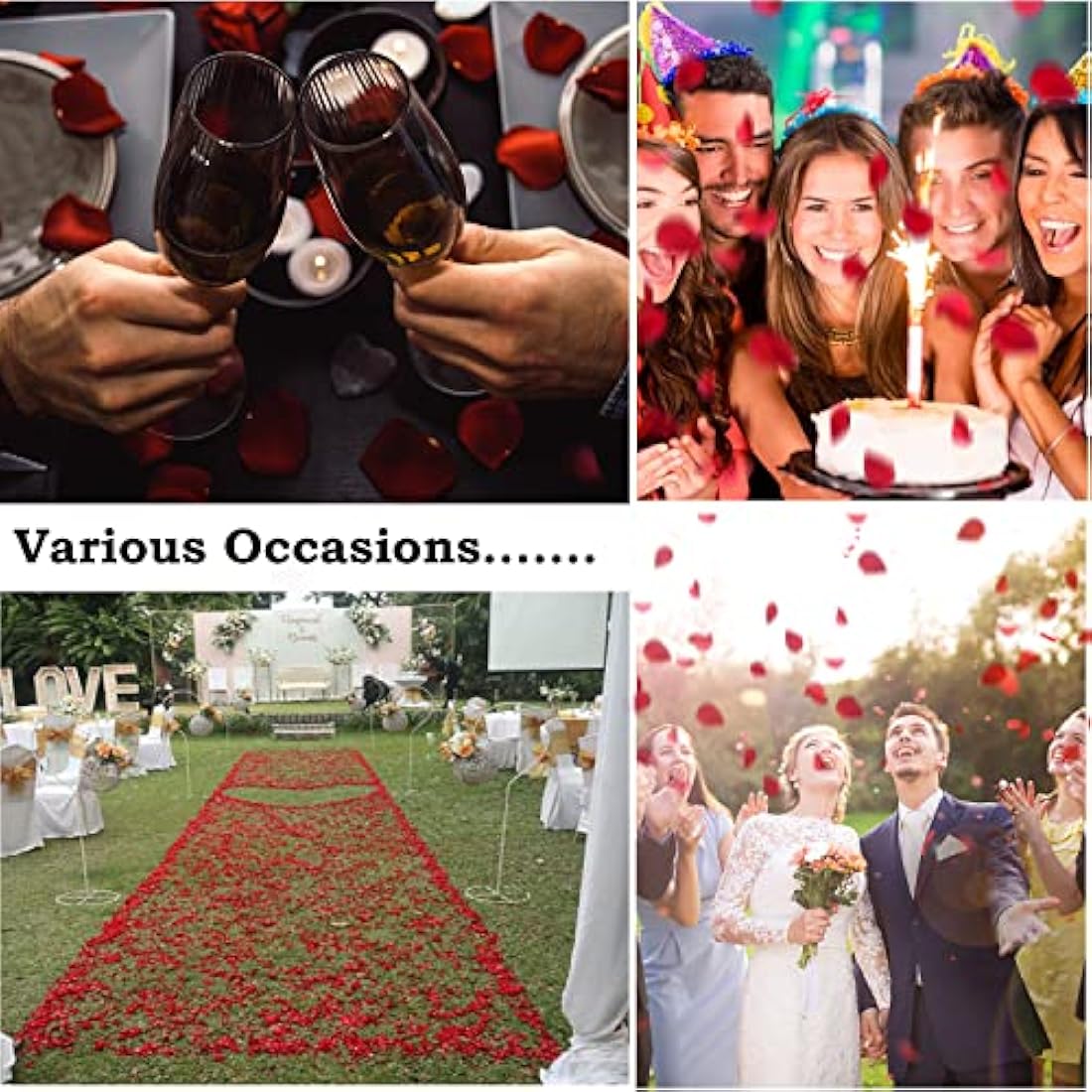 1000pcs Red Silk Rose Petals for Romantic Wedding Decor