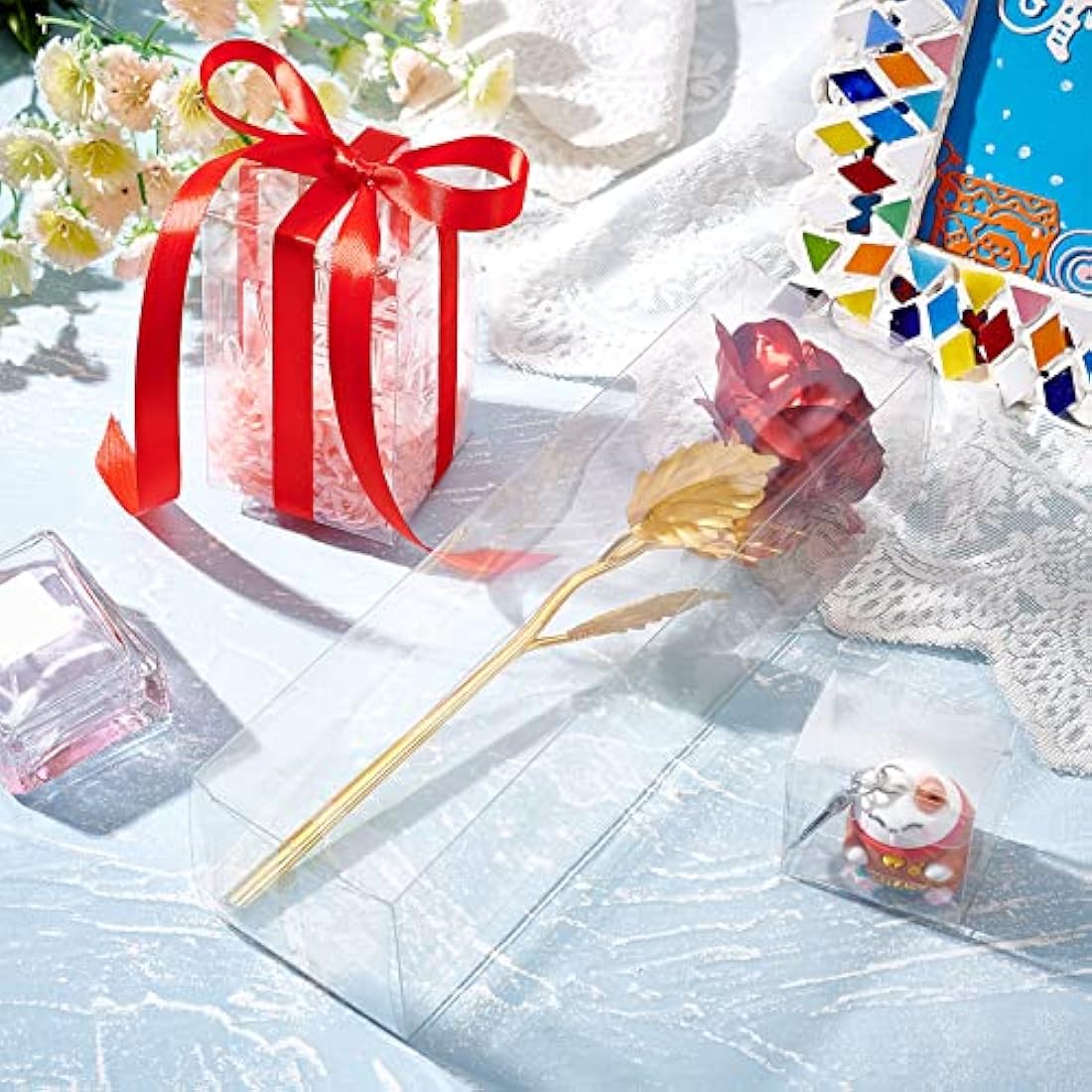 BENECREAT 10PCS Clear PVC Gift Boxes – 24.3cm Rectangle Party Favor Boxes