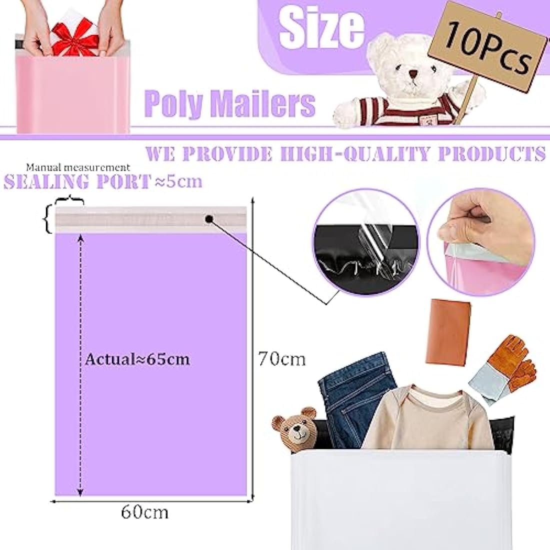 Purple Poly Mailers | 60x70cm Large Self-Seal Shipping Bags