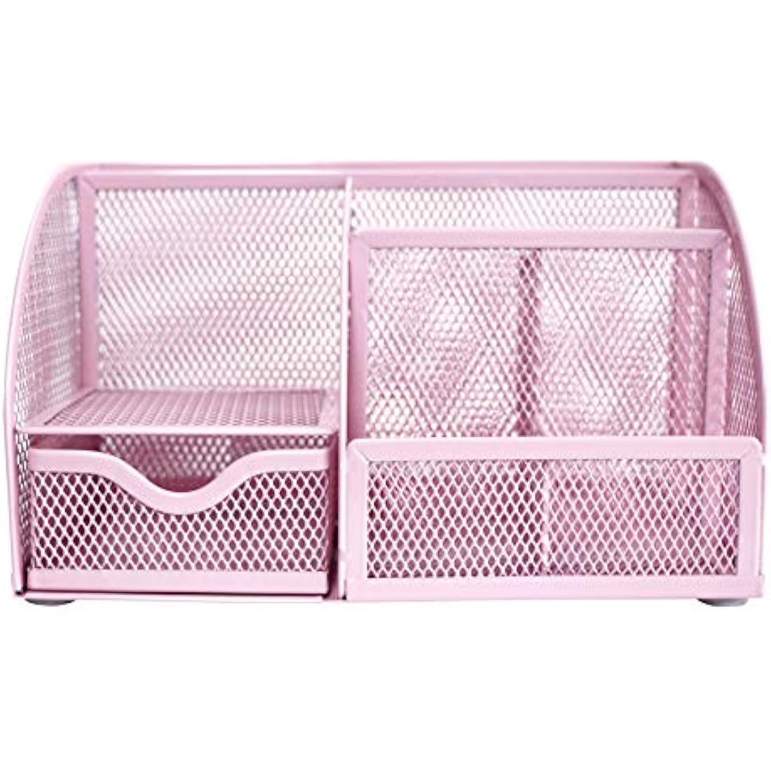 Exerz Mesh Desk Organiser | 7-Compartment Metal Office Caddy – Light Pink