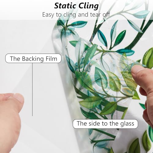 FINNEZ Privacy Window Film – Rainbow Small Grass Static Cling, 90x400cm