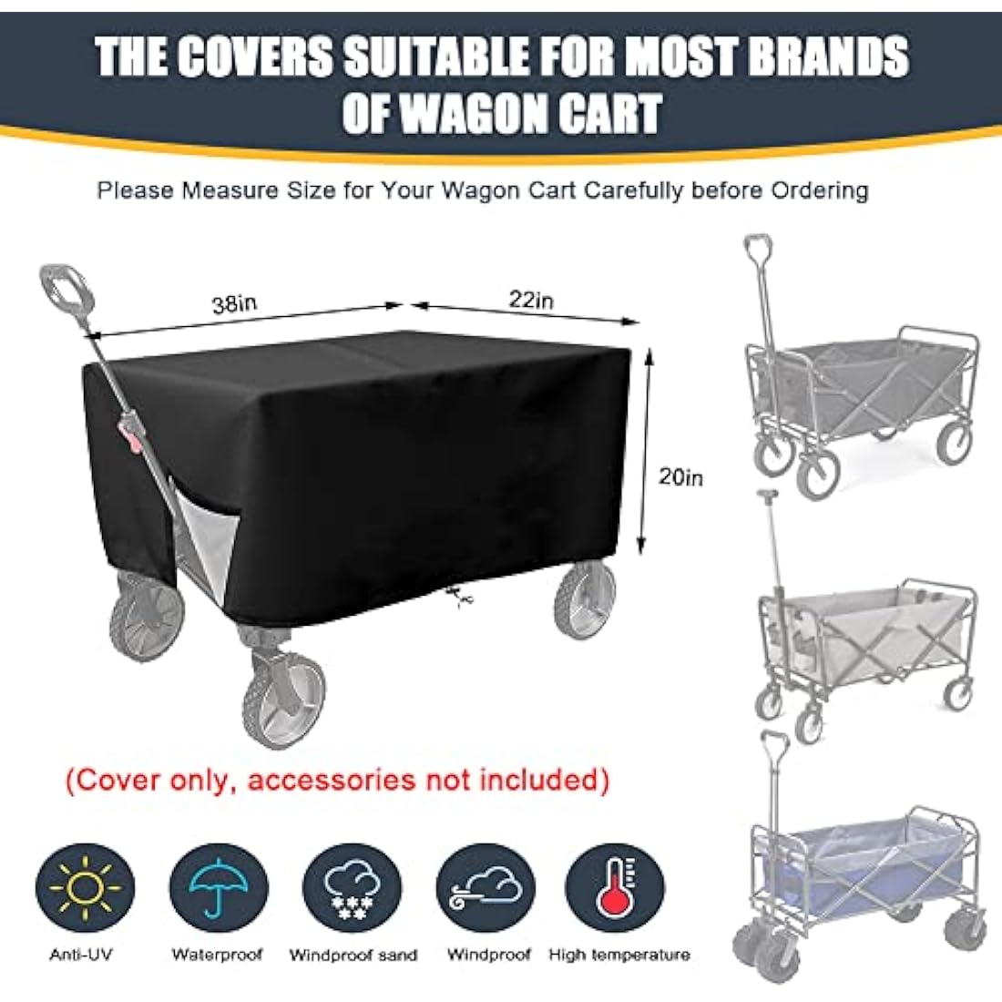 Jolof Store Folding Wagon Cover - 600D Waterproof Heavy-Duty Fabric