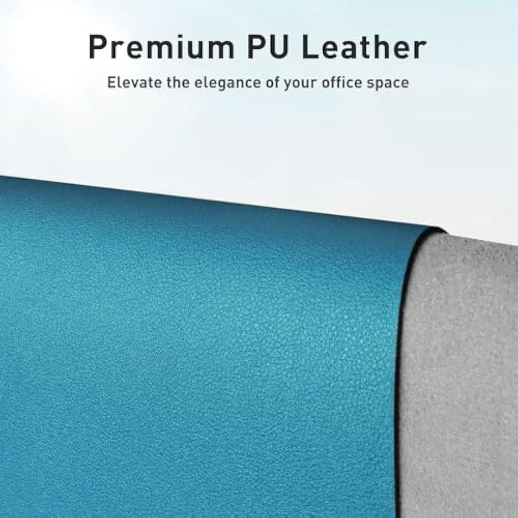 Aothia PU Leather Desk Mat – Waterproof Non-Slip Mouse Pad, Turquoise Blue