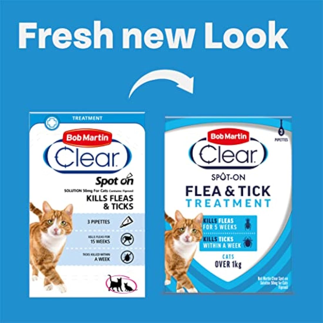 Bob Martin Clear Flea & Tick Spot On Treatment for Cats - 3 Pipettes