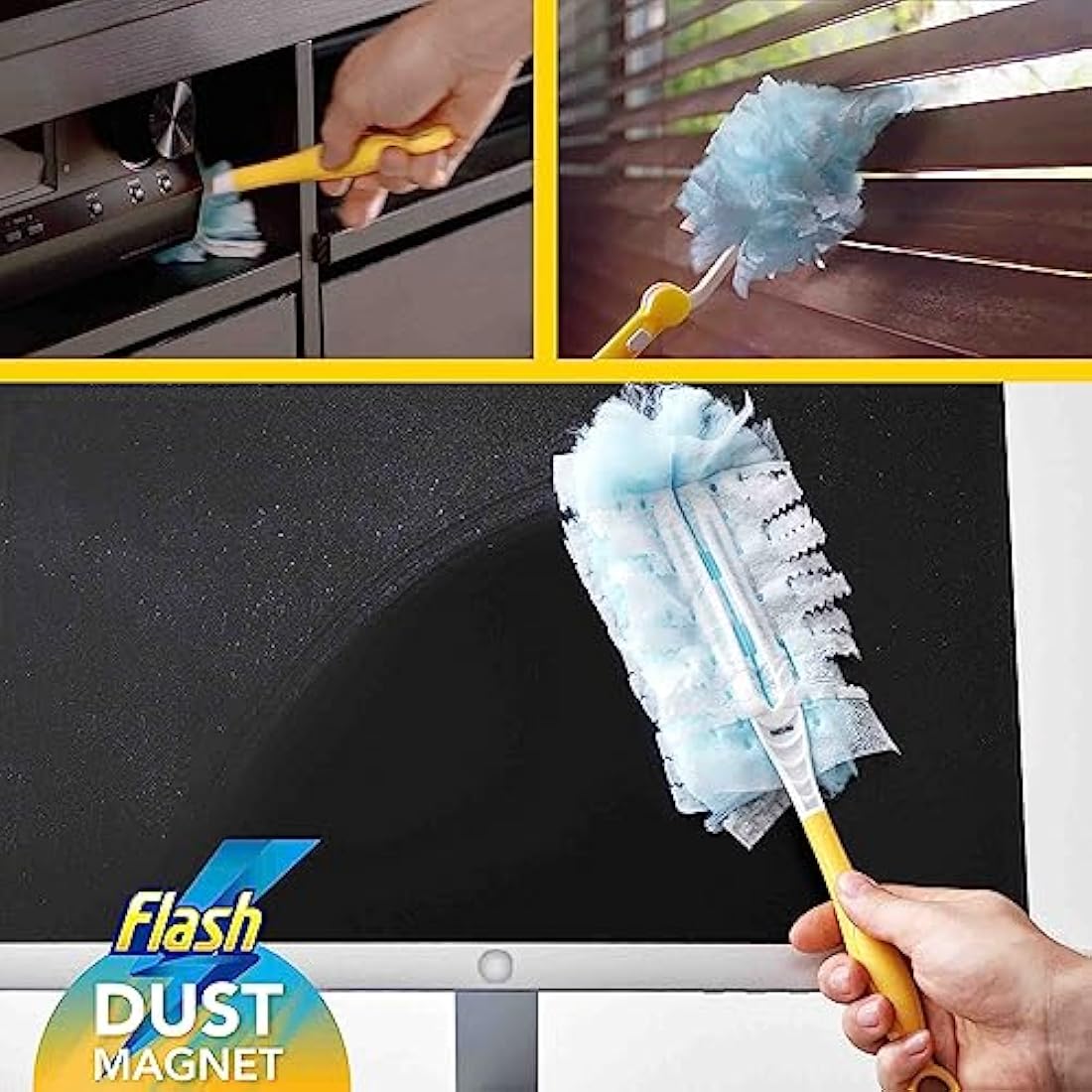 Flash Dust Magnet Starter Kit – 1 Handle + 14 Refills for Dust & Hair
