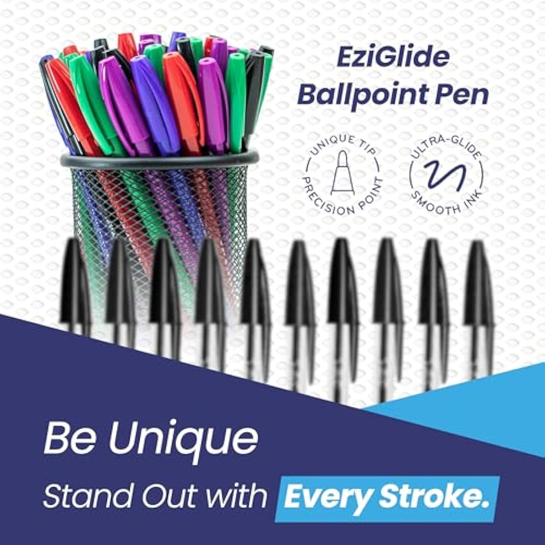 Eziglide Red Ballpoint Pens - 50 Pack Bulk Set with 1.0mm Medium Nib