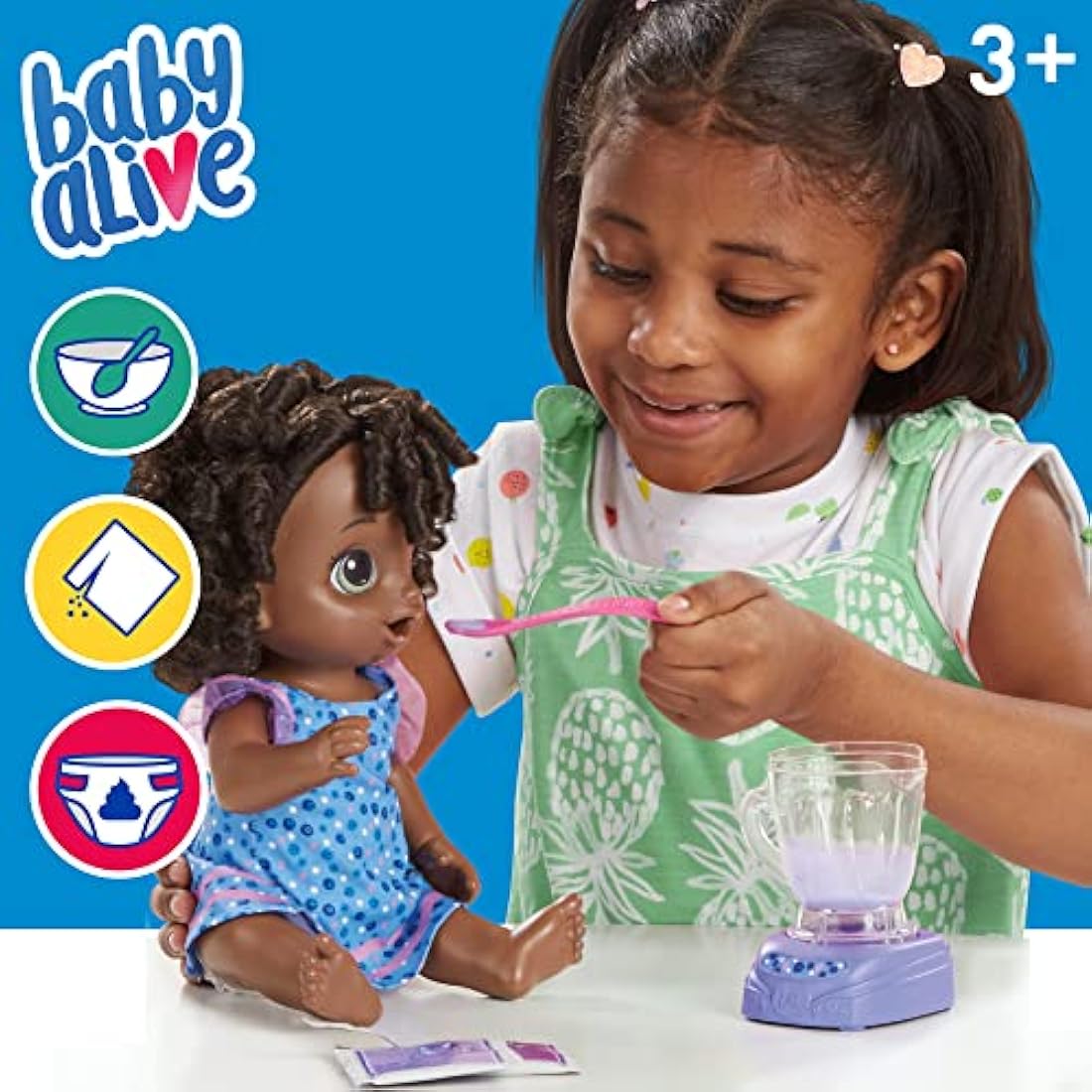 Baby Alive Magical Mixer Baby Doll – Blueberry Blast with Toy Blender