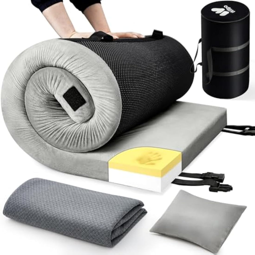 Willpo Memory Foam Camping Mattress | Portable Sleeping Pad with 2 Covers