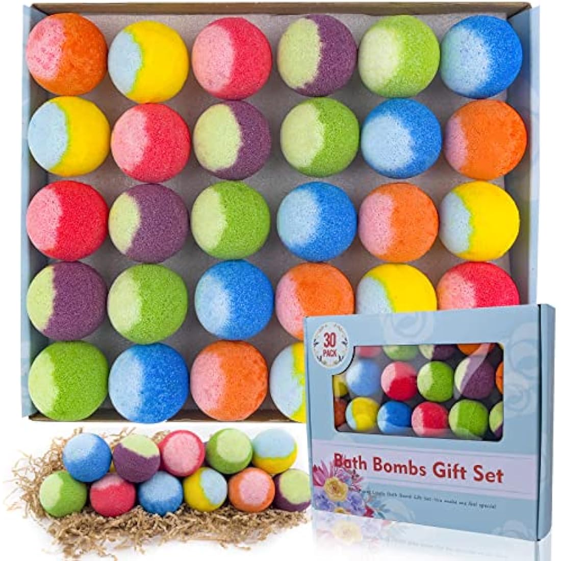 PickMora 30 Pcs Organic Bath Bomb Gift Set – Handmade Vegan Spa Kit