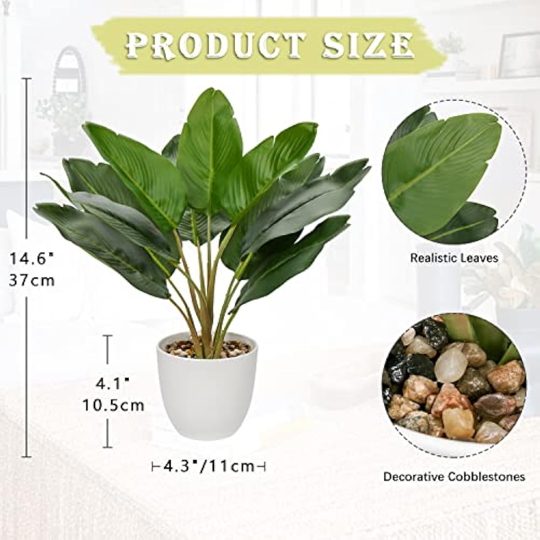 Hollyone 37cm Artificial Bird of Paradise – Faux Tropical Desk Plant