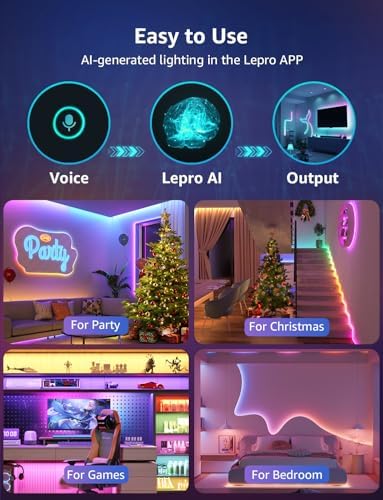 Lepro S1 AI Smart LED Strip Light - 15M Rainbow Music Sync WiFi Lights