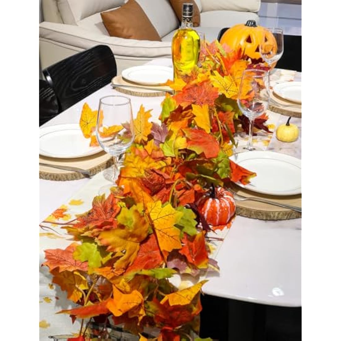 Jolof Store 2-Pack Artificial Fall Maple Leaf Garland – 5.9ft Autumn Vines