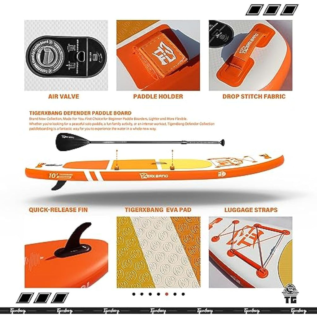 TIGERXBANG Inflatable Stand Up Paddle Board – 10' x 31" x 6" SUP Kit