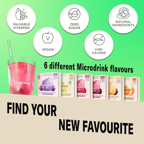 waterdrop Glass Starter Set – 600ml Borosilicate Bottle & 18 Cubes