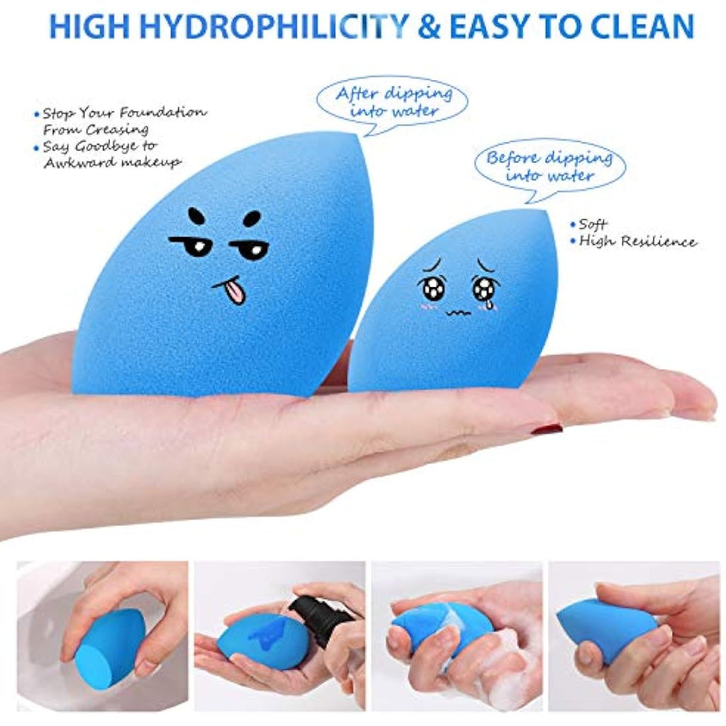 Larbois 3-Pack Makeup Blender Sponges – Non-Latex Foundation Set, Blue